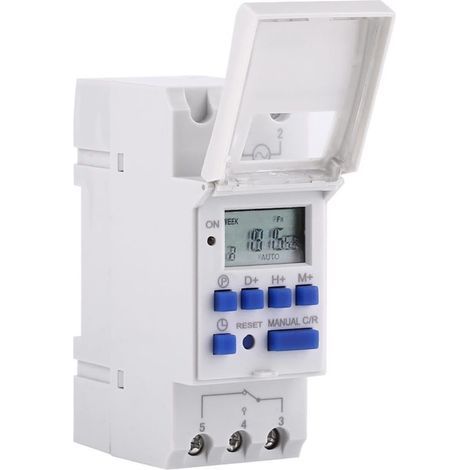 Interrupteur horaire programmable hebdomadaire – Écran LCD – 16 réglages ON/OFF – Tension AC/DC 12V – Installation sur rail DIN - DC12V (1/5)