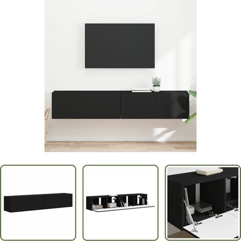 vidaXL Wandregal - TV-Wandschrank 2 pcs Schwarz 60 x 31 x 29,5 cm Holzwerkstoff (1/5)