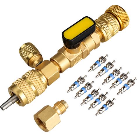 VURAHOME - Outil d'installation de dissolvant de noyau de valve HVAC Port double 1/4 '' et 5/16 '' avec 10 noyaux (1/5)