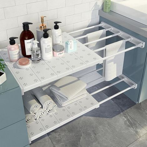 2 Stück ausziehbare Aufbewahrungsregal-Trennwände (24 cm, 3860 cm), verstellbare Regalböden, Teleskop-Schrankorganizer, Kleiderschrank-Organizer, Fachregal für Küchenschrank-Bücherregal (1/5)
