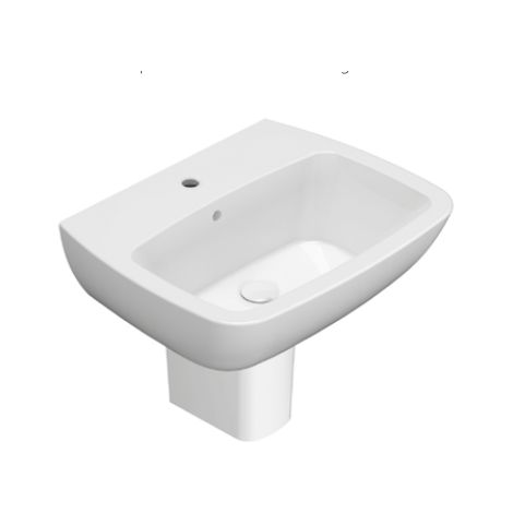 Lavabo in ceramica 61x48 cm Globo Daily DA060BI  Bianco - Ceramica - Con semicolonna sospesa