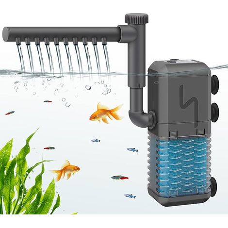 Fish Tank Filter, Internal Aquarium Filter Pump with Spray Bar, Submersible Filter for Small Tank up to Liters (1/5)