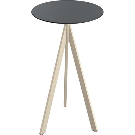 Infinity Tripod mange-debout avec piètement sable + plateau HPL noir 70x70 cm - Ref 140061070 - Feros (1/3)