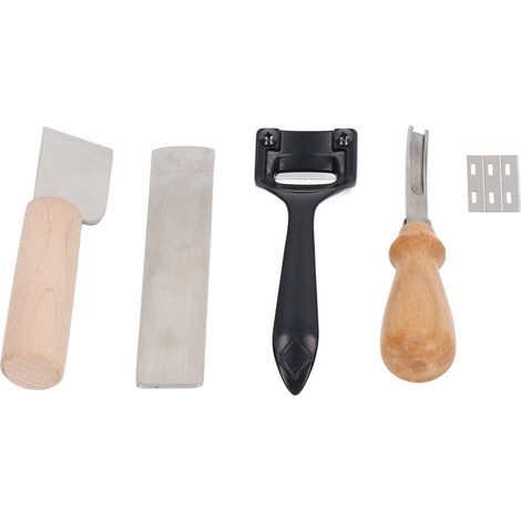 Schälmesser-Set aus Metall und Leder, leicht zu schneiden, scharfer, gebogener Griff, sicheres Abschrägwerkzeug, DIY-Set mit 3 Klingen für den Heimgebrauch (1/5)