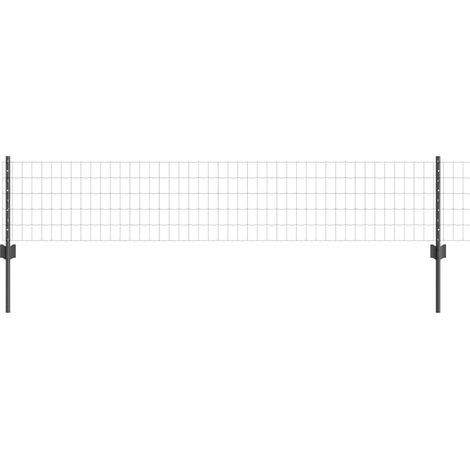 Grillage rouleau,Clôture Euro avec 5 poteaux en U Grise 0,4x10 m Acier CFW6906162 (1/5)