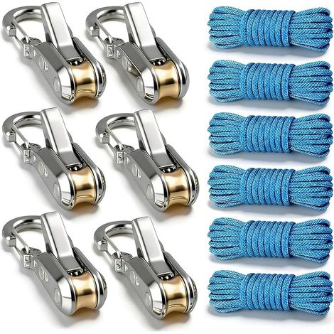 6 Pcs Rope Tensioner Kit, Retractable Paracord Tie Down Rope Buckle Quick Adjust Outdoor Cam Roller Tightening Tool for Camping, Tarpaulins (1/5)
