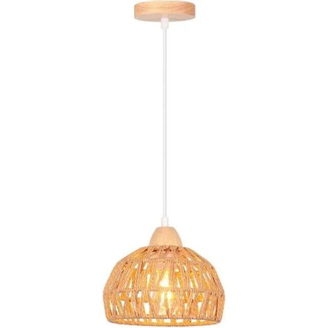 Suspension Luminaire Industrielle Vintage,Ø20CM Lustre Plafonnier Tissé en Corde de papier pour Salon Chambre (1/5)