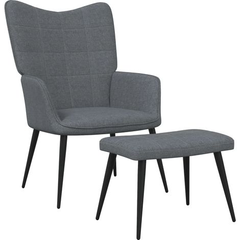 Chaise de relaxation avec tabouret Fauteuil relax - Gris foncé Tissu BonneVie-52498 (1/5)
