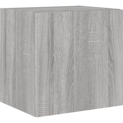 Mueble TV multimedia estante para televisión buffet para televisión comedor salón dormitorio de pared con luces LED sonoma 40,5 x 35 x 40 cm gris 020028048