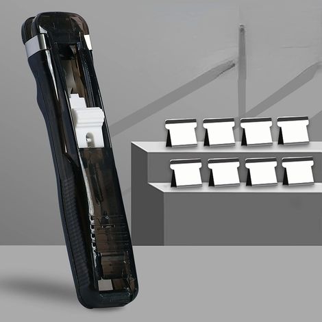 Mini agrafeuse avec agrafes pour bureau - Agrafeuse sans enlever - Avec 8 agrafes réutilisables - Petites agrafes mignonnes - Fournitures de bureau, d'école, de collège - Pour fermer le sac (1/5)