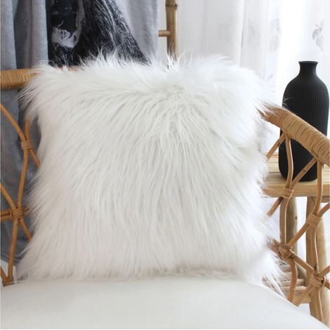 Coussin a poil 45 x 45 cm Epice blanc (1/4)