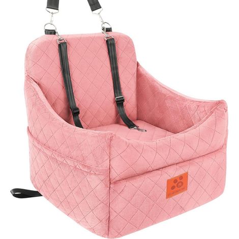 Siège auto pour chien petit/moyen, rembourré, lavable, rose (1/5)
