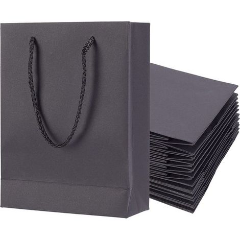 20 sacchetti regalo in carta kraft nera, sacchetti regalo per feste di shopping, sacchetti regalo di carta per compleanni, matrimoni, prodotti da forno, shopping, ecc. (1/5)