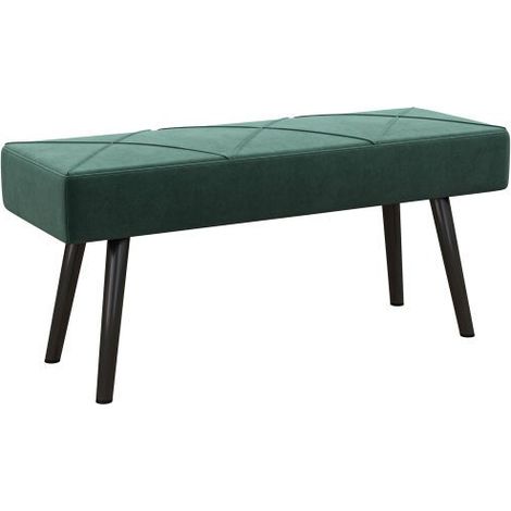 Banquette rembourrée velours verte, motif X, 100×36×45 cm, charge 120 kg (1/5)