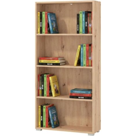 Prisco Bücherregal, 3 Regale, Bodenmontage, Farbverlauf Struktur Eiche Knoten, 70x24,5x142h cm Braun Eiche Knoten