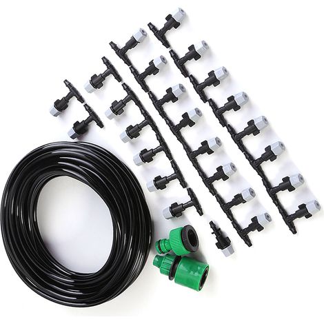 Système de brumisation d'eau pour jardin et terrasse, tuyau d'arrosage avec buse, kit de micro-irrigation de 15 m (1/5)