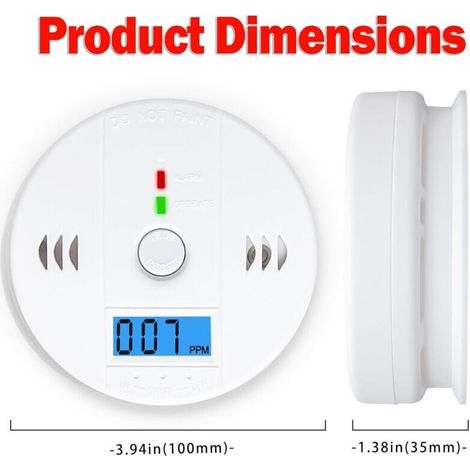 Set di 3 rilevatori di monossido di carbonio, rilevatore di CO, allarme monossido di carbonio, rilevatore di CO2 a batteria con schermo LCD, per casa, cucina, ristorante, hotel, ufficio (1/4)