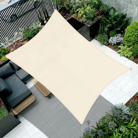 Toile d'ombrage - tente de réception - Protection solaire imperméable - pour une utilisation extérieure sur les patios, les jardins, les balcons, les abris de voiture et les aires de jeux (Blanc cassé (1/5)
