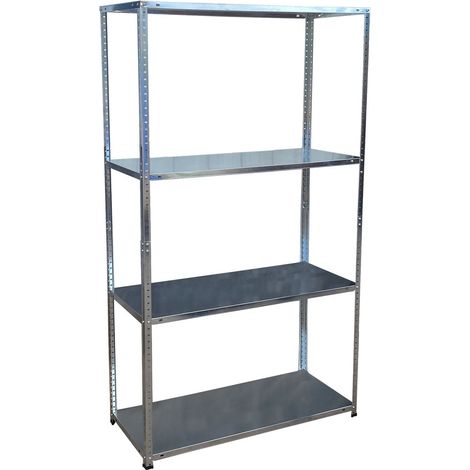 Relaxdays storage rack, steel, HWD 145x75x30 cm, max. 160 kg, 4 shelves, garage & workshop, heavy-duty, silver (1/5)