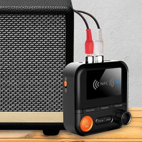 Adattatore audio Bluetooth - BT 5.2 - Ingressi ausiliari da 3,5 mm, RCA, scheda SD e NFC - Ricevitore e trasmettitore audio Bluetooth - BR05SE - Nero (1/2)