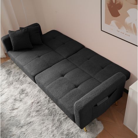MEUBLIV Schlafsofa dunkelgrau 175x64x72 cm mit verstellbarer Rückenlehne und Seitentaschen (1/5)
