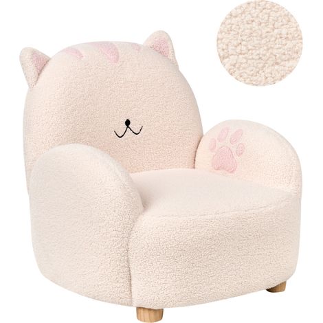 Sillón infantil tapizado de gato para niños blanco crema Zoar (1/5)