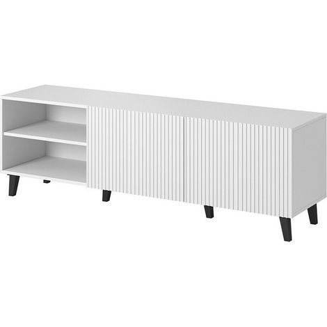 Mueble TV Dicto, Blanco + Negro, Número de puertas: 2, Número de cajones: 0, 150x52x40cm