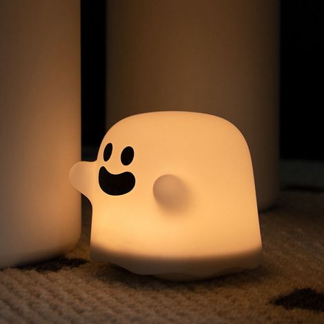 Veilleuse fantôme adorable avec variation d'intensité douce, rechargeable par USB, petite veilleuse pour enfants, décoration de table pour chambre d'enfant, chambre à coucher, dortoir (1/5)