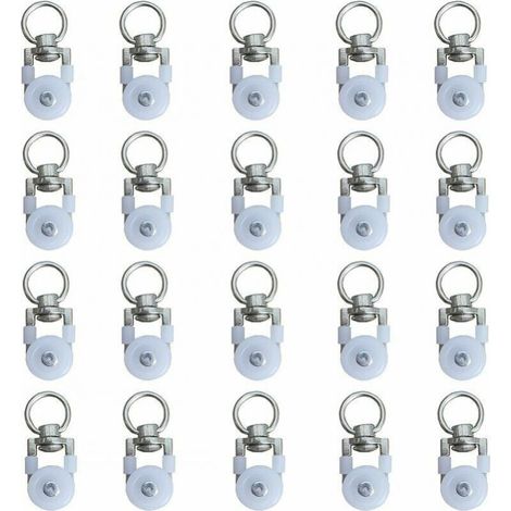20 Stück Vorhangschienenrollen, Laufrollen, Gardinenstangenrollengleiter, geräuschlose Riemenscheibe, Doppelfenster-Vorhangschienenrollenschiene, für Fenstervorhangschienen