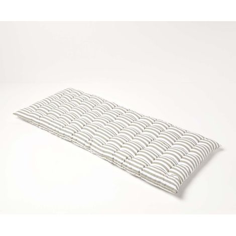 HOMESCAPES Grey Stripe Bench Cushion 2 Seater