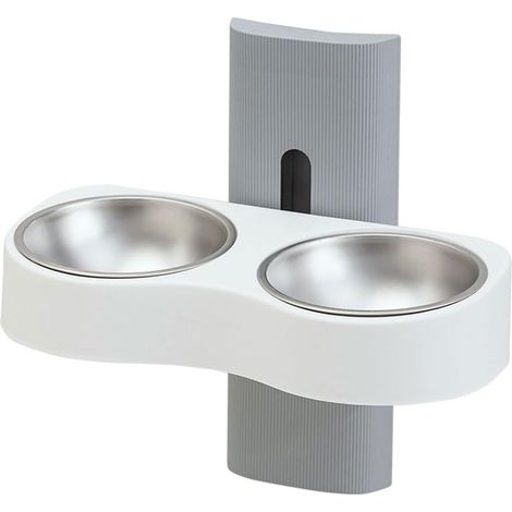 Gamelle Murale - Double Gamelle Amovible Pour Chien Et Chat - Polypropylène Et Acier - 32,7 X 15,5 Cm - 1 Pièce (1/5)