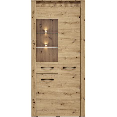 Vitrinenschrank ARTA-131 in Artisan Eiche Nb., B/H/T: ca. 92/200/40 cm (1/5)