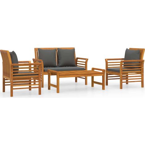 Maison Exclusive - Set Salotto da Giardino 4pz con Cuscini Legno Massello Acacia (1/5)