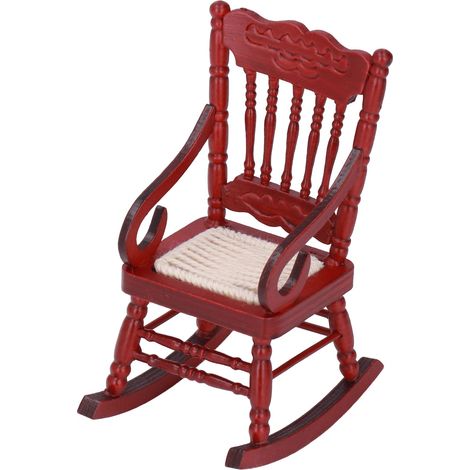 Chaise miniature pour maison de poupée 1:12, meubles en bois finement détaillés, couleur acajou vif, accessoires décoratifs miniatures (1/5)