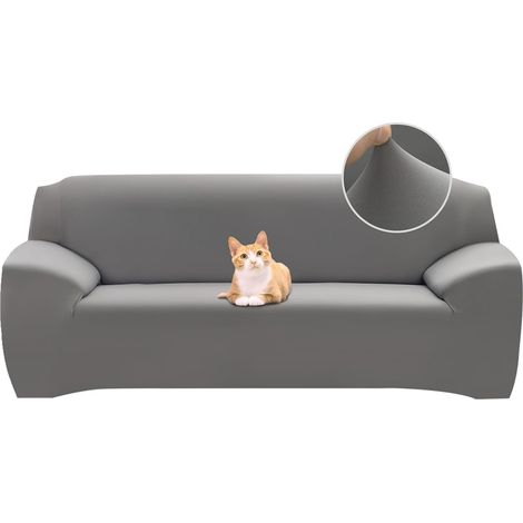Housse de Canapé Extensible 4 Place Couverture Canapé avec Accoudoirs Moderne Couvre Canapé Elastique Universelle Revêtement de Canapé Housse de Protection,Gris (1/5)