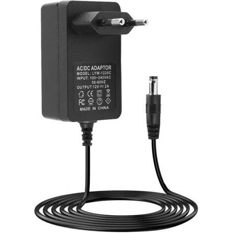 Adaptateur secteur 12V 2A 24W – Transformateur AC DC pour haut-parleurs, bandes LED, routeurs, caméras CCTV – Câble 1,5m en cuivre (1/5)