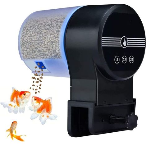 Mangeoire Automatique pour Poissons, Mangeoire pour Aquarium avec 2 Distributeurs de Nourriture et Couvercle, Capacité D'alimentation Réglable, Minuterie Intelligente, Machine D'alimentation pour
