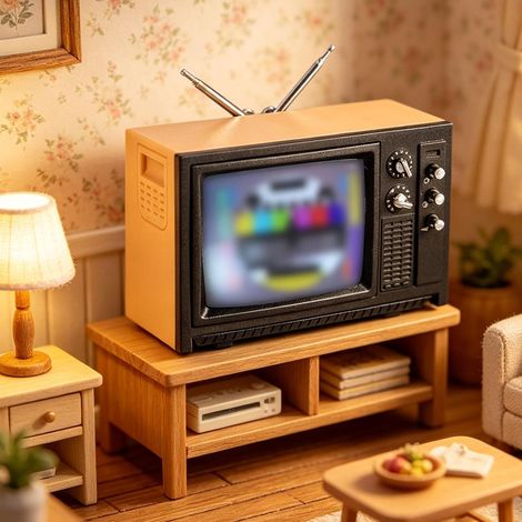 Mini TV Rétro échelle 1:12, Modèle de Télévision Vintage, Accessoire de Maison de Poupée pour Décoration de Salon et de Chambre à Coucher (Orange) (1/5)
