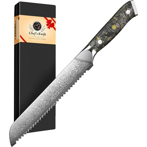 Coltello per il pane, acciaio di Damasco, manico ergonomico, coltello per il pane (1/2)