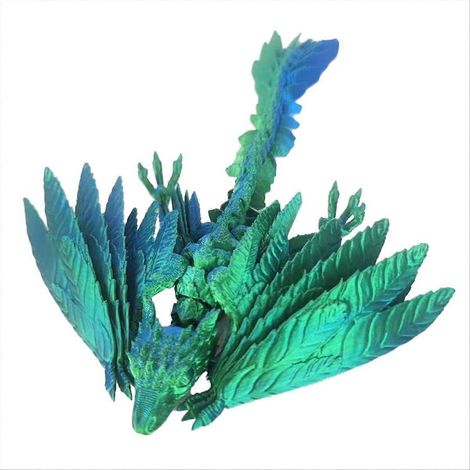 3D-gedruckter dynamischer Kristalldrache, beweglich, lasergrün (1/5)