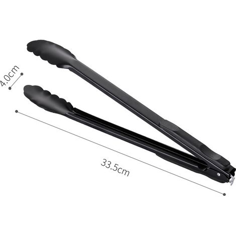 Edelstahl-Grillzange, Brotzange, Steakzange, Küchen- und Grillzange, schwarz, geeignet für Partys, Catering, Veranstaltungen, Hochzeiten und den täglichen Gebrauch, schwarz – 2 Stück – 35,5 cm (1/5)