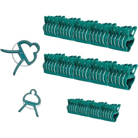 SHINING HOUSE70 Pièces Clips de Tomates,Clips de Plantes/Clips de Jardin,Clips de Support pour Plantes,Légumes,Tomate,Concombre,Piment,Rose,Vert,4.56cm,34.5cm (1/4)