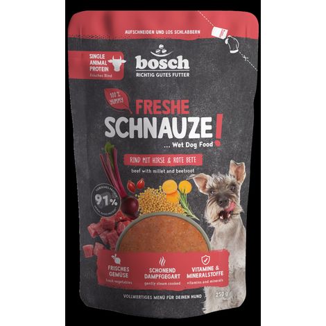 Bosch Freshe Schnauze Hundenassfutter Adult 250 g Rind mit Hirse & rote Beete