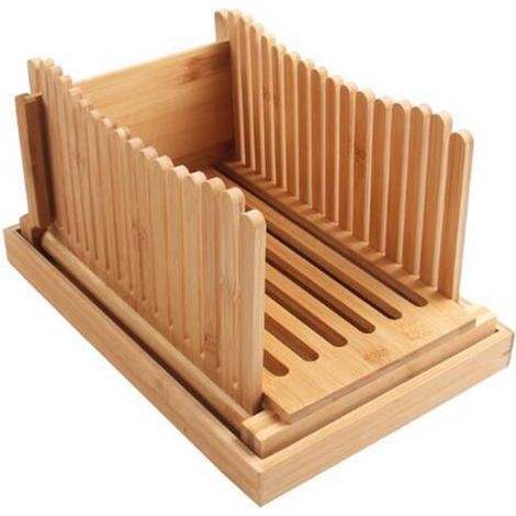 Trancheuse réglable pour pain maison, en bambou, avec un design pliable, pour toasts, bagels et sandwichs.-AquaForge (1/5)