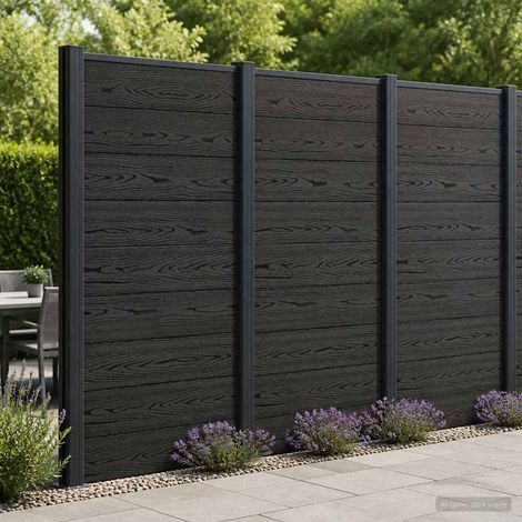 vidaXL Panneau de clôture WPC et Aluminium Noir