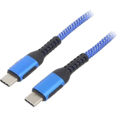 Cable USB 2.0 USB C prise male des deux cotes 1.8m - Bleu