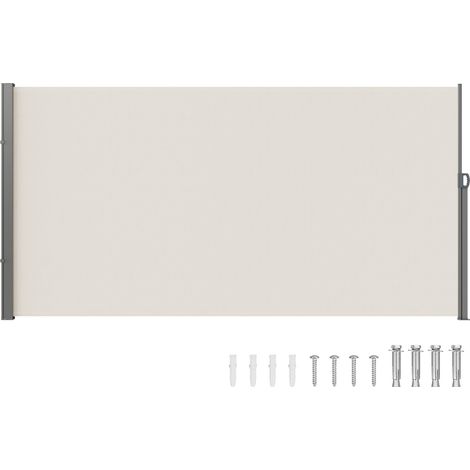 Auvent Latéral Rétractable 180x350 cm Paravent Extérieur Imperméable Brise-Vue Tissu en Polyester 180 g/m² Pare-vent Écran de Séparation Résistant aux UV 30+ pour Jardin, Balcon, Terrasse, Beige (1/5)