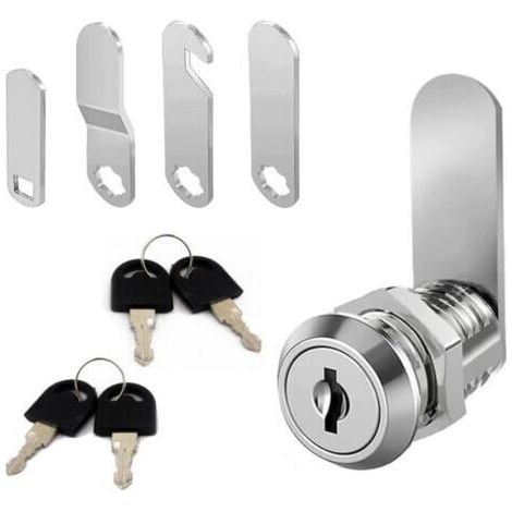 Serrure de boîte aux lettres 20mm avec 4 clés Livré avec 4plaques de verrouillage différentes, serrure à levier pour boîtes aux lettres, portes (1/5)