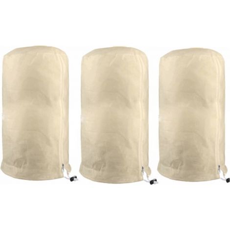 (3er-Pack – 80 x 100 cm, beige) Landrip-Schutzhülle für Pflanzen und Sträucher, Überwinterungshülle für Pflanzen im Freien zur Verwendung im Winter