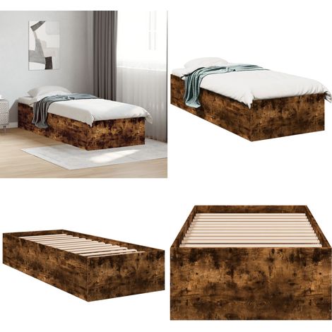 Cadre de lit sans matelas chêne fumé 90x190 cm - Cadre De Lit - Lit Double - Lit En Bois - Meuble Chambre - Literie - Home & Living (1/5)